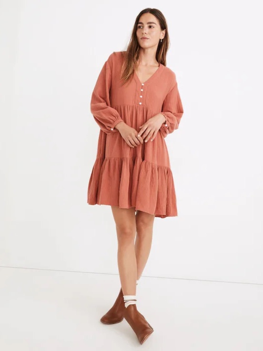 Madewell Lightspun Colette Mini Dress in Deep Rose Size 2